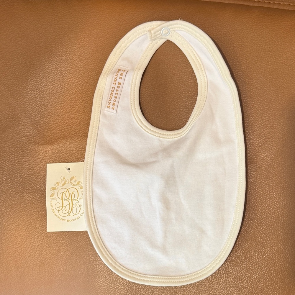 The Beaufort Bonnet Company White Bib with Cream Trim